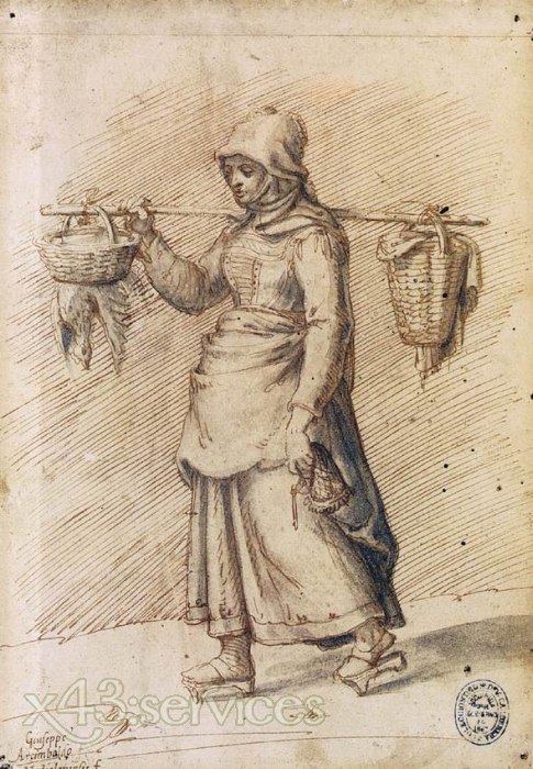 Giuseppe Arcimboldo - Baeuerin gehend zum Markt - Peasant Woman Going to Market - zum Schließen ins Bild klicken